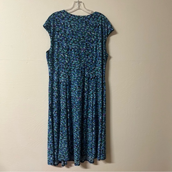 Jones Studio Blue Artsy Abstract Dress Babydoll Size 18W Sleeveless Career - Picture 5 of 6